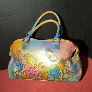 🎨BIACCI Hand Painted One Of A Kind Genuine Leather Shoulder Purse